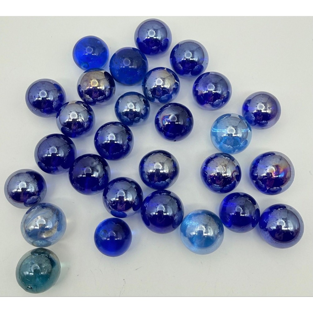 MI 28pc Blue Marble Lot 💙 UV Reactive Glowers Cobalt Sapphire & Iridescent